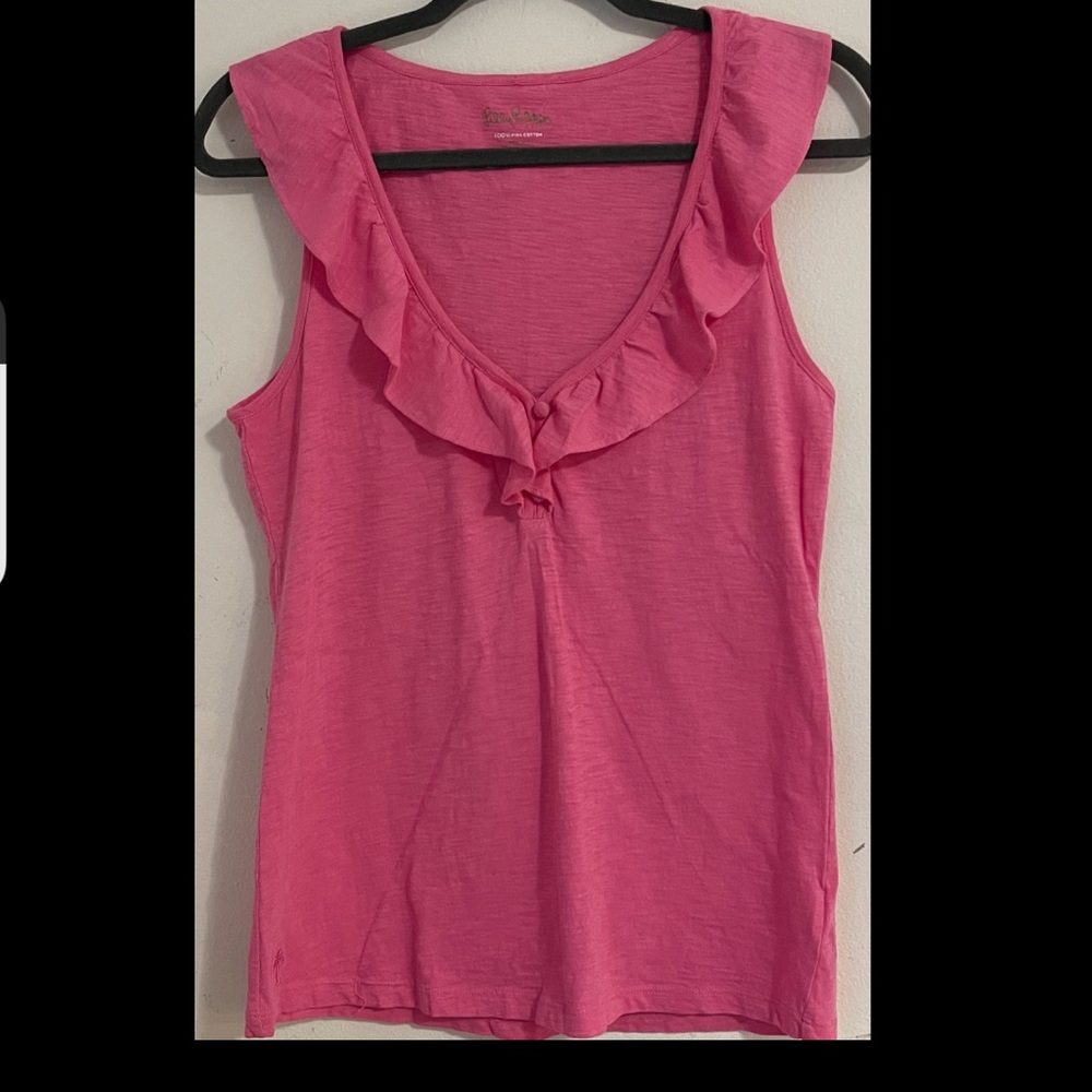 Lilly Pulitzer Pima cotton pink sleeveless top.